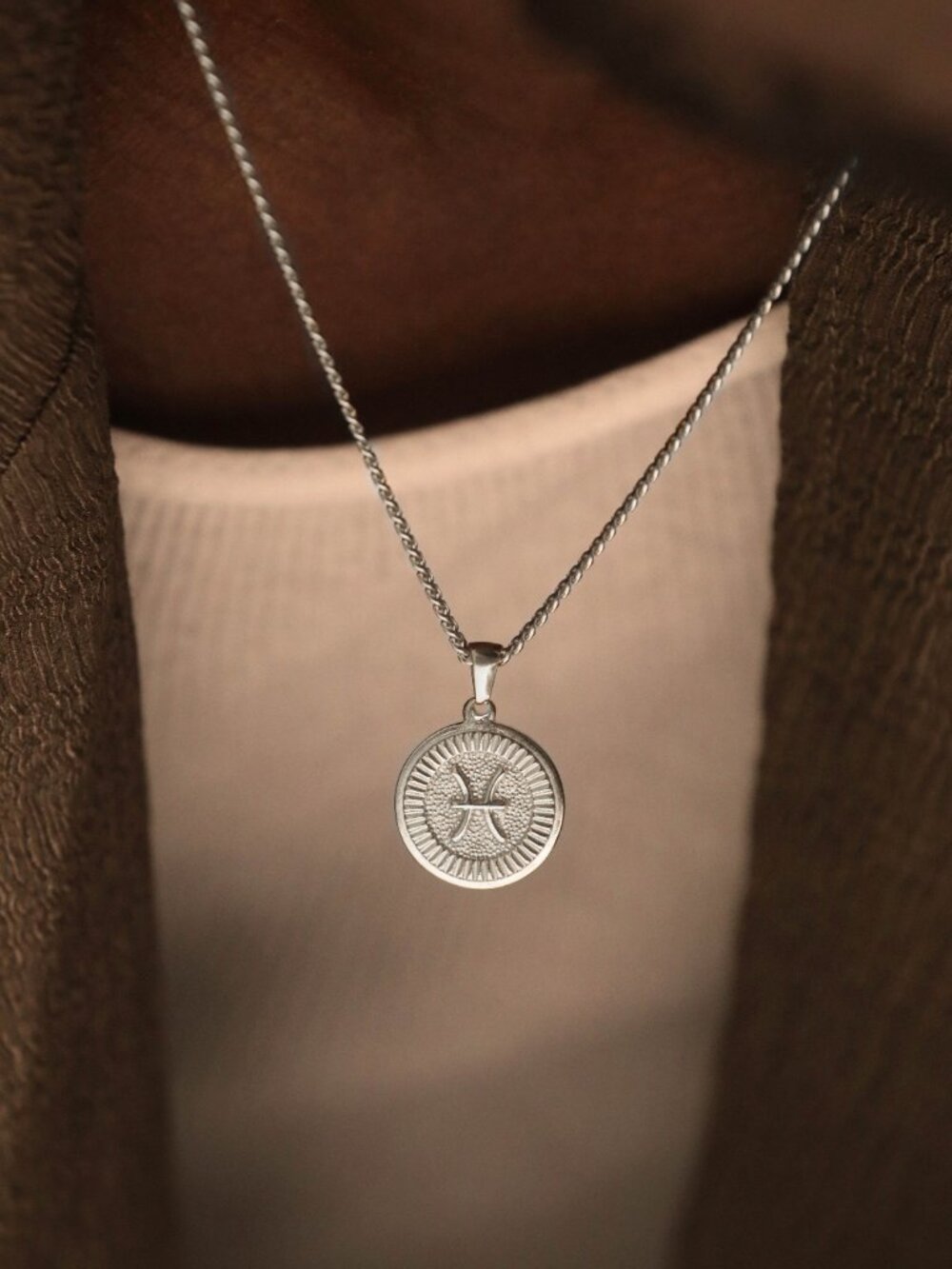 Men's Silver Pisces Pendant Necklace